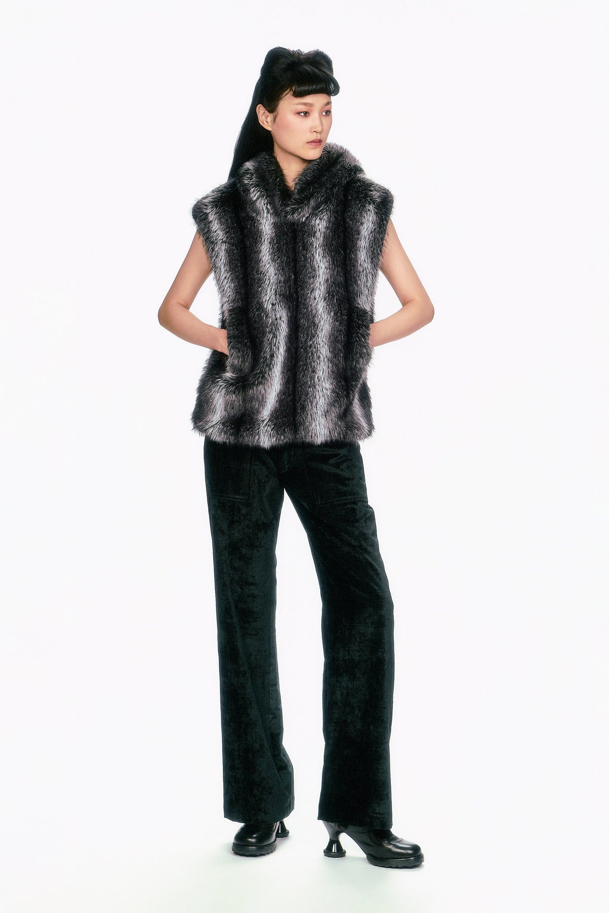 Faux Silver Fox Hoodie | Anna Sui