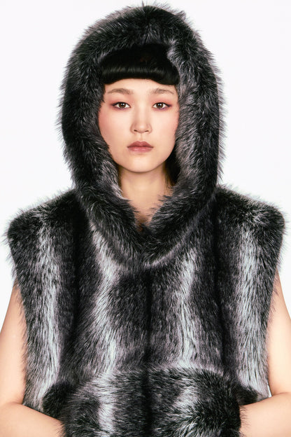 Faux Silver Fox Hoodie | Anna Sui