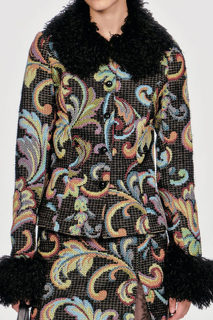 Tapestry Faux Fur Jacket | Anna Sui