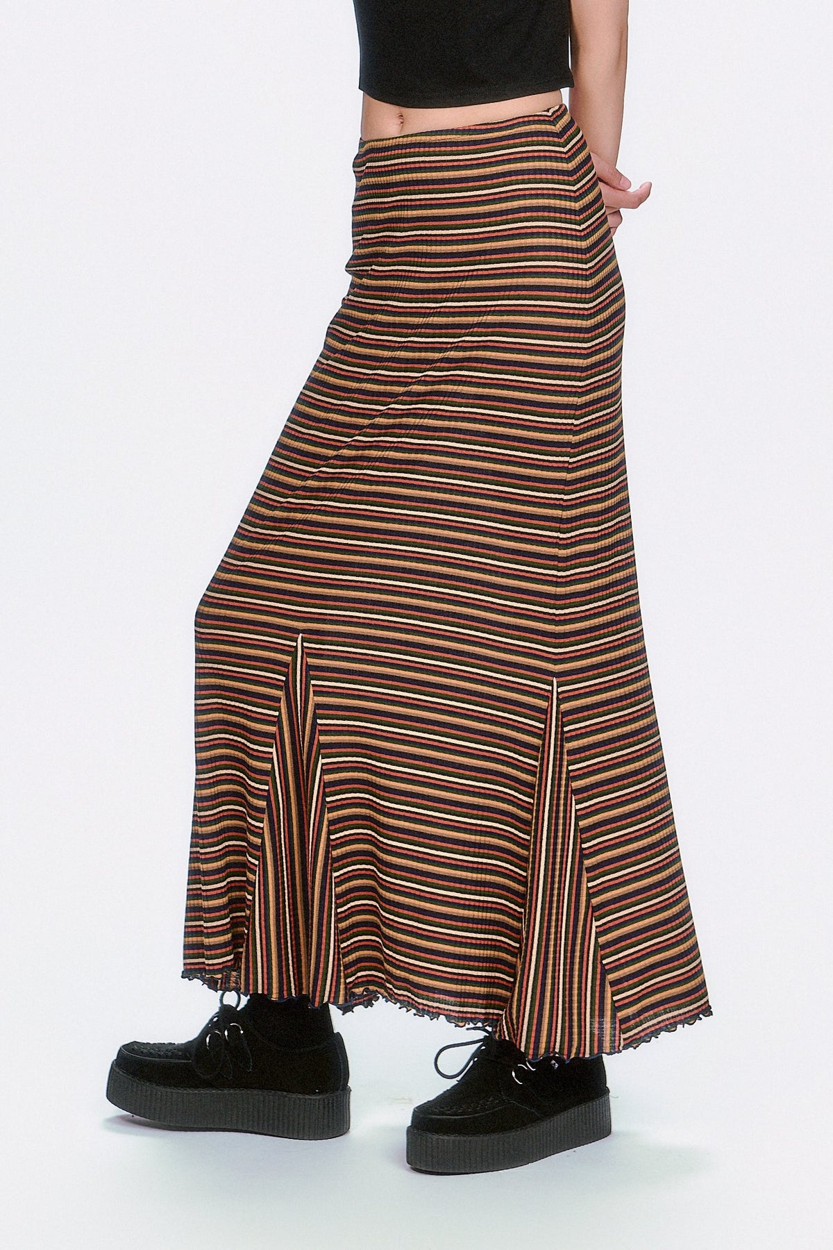 Venetian Stripe Trumpet Skirt - Caramel | Anna Sui