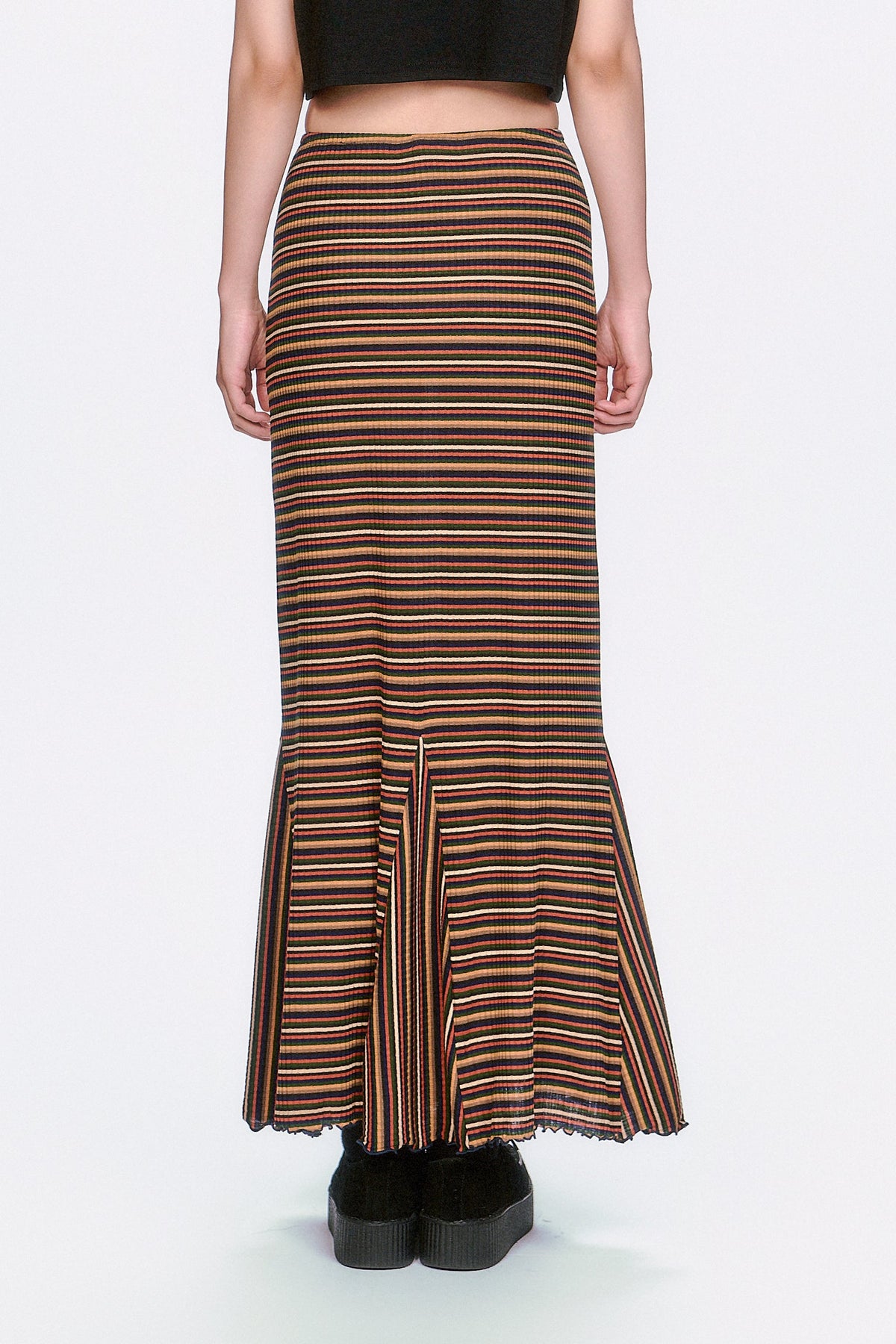 Venetian Stripe Trumpet Skirt - Caramel | Anna Sui