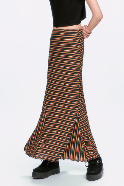 Venetian Stripe Trumpet Skirt - Caramel | Anna Sui