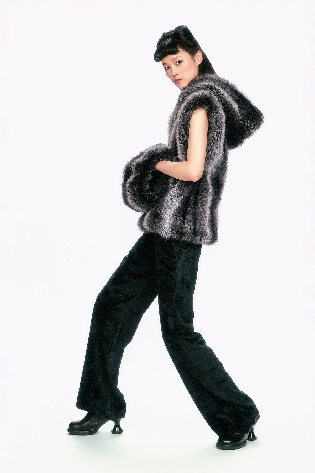 Faux Silver Fox Muff | Anna Sui
