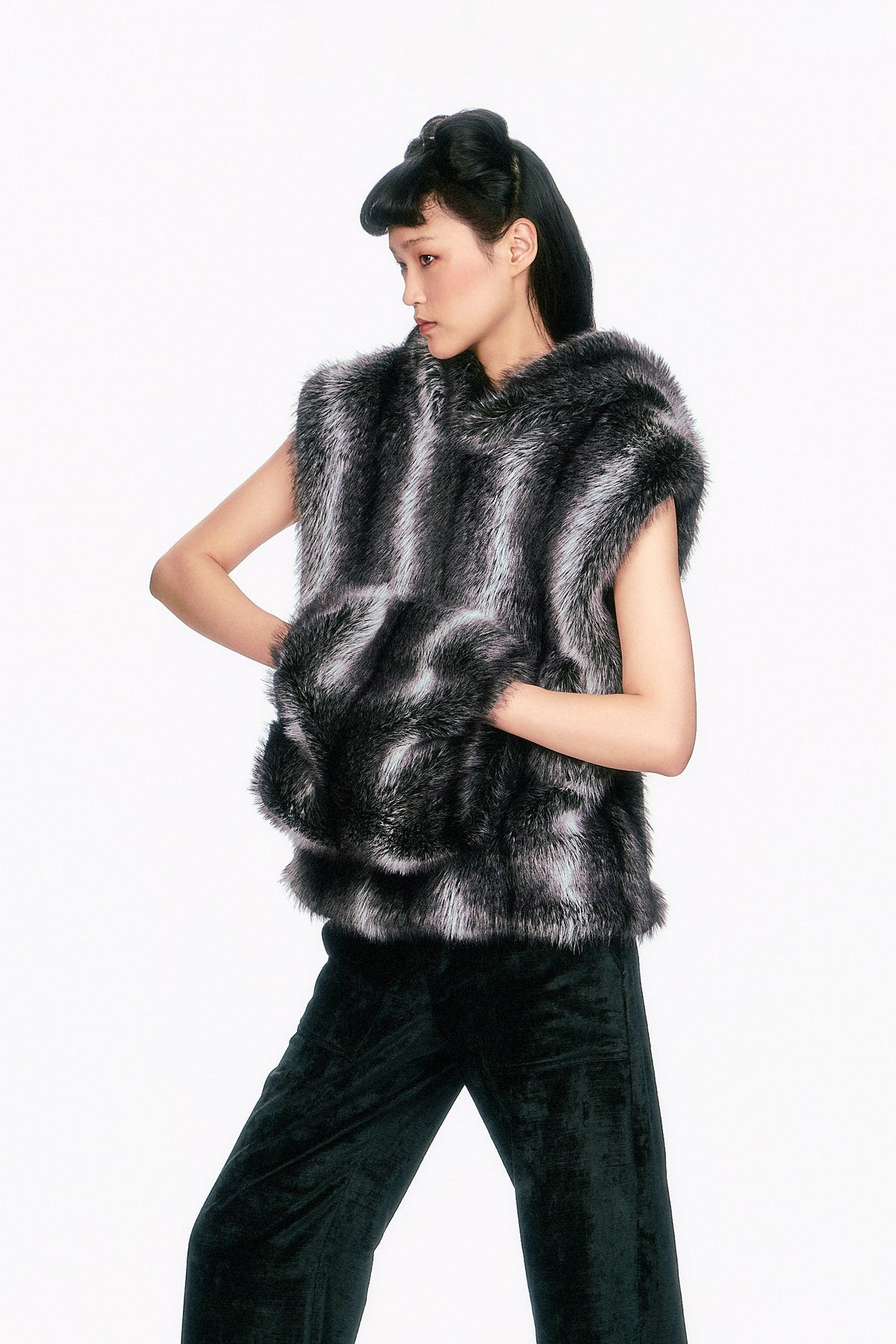 Faux Silver Fox Muff | Anna Sui