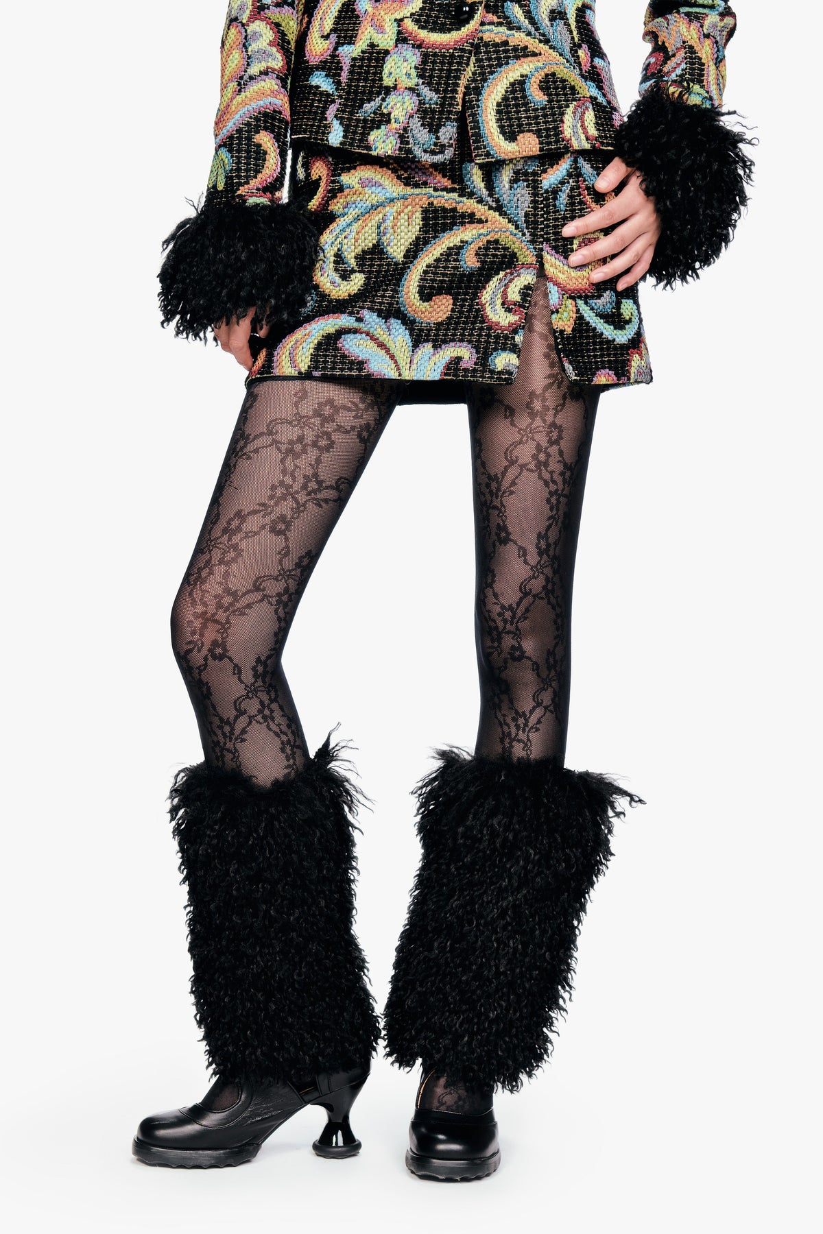 Faux Fur Leg Warmers - Black | Anna Sui