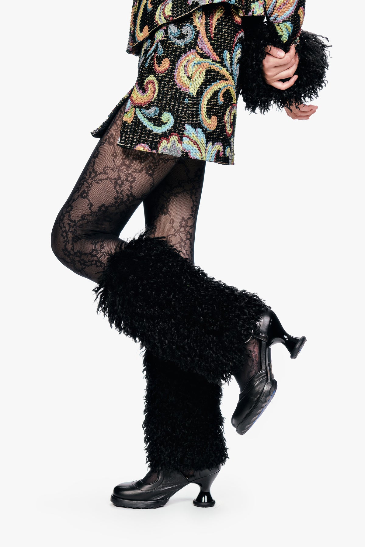Faux Fur Leg Warmers - Black | Anna Sui
