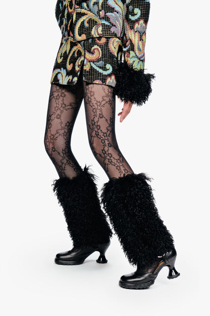Faux Fur Leg Warmers - Black | Anna Sui