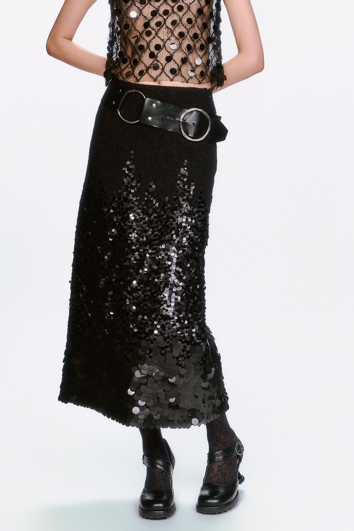 O-Ring Leather Belt - Black | Anna Sui