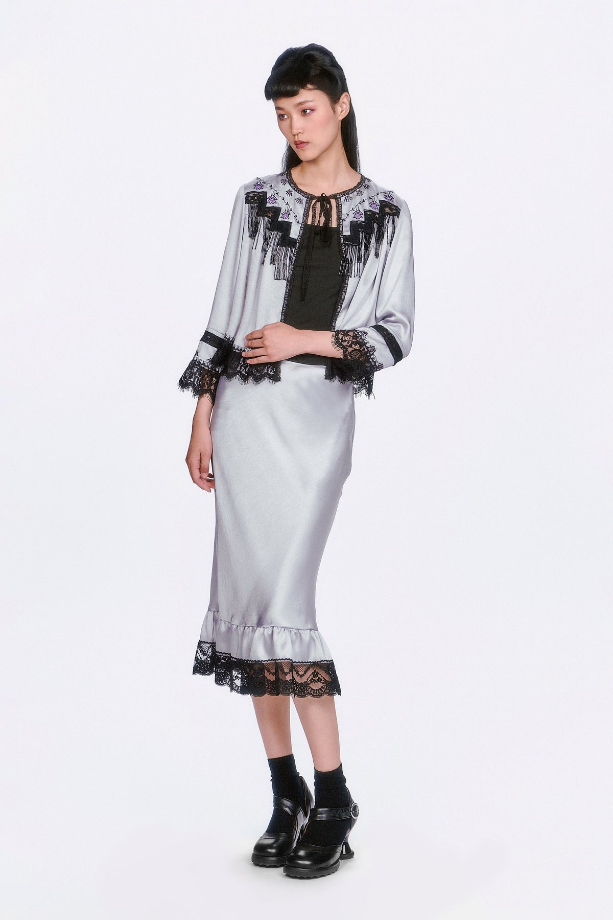 Boudoir Satin Lace Skirt | Anna Sui