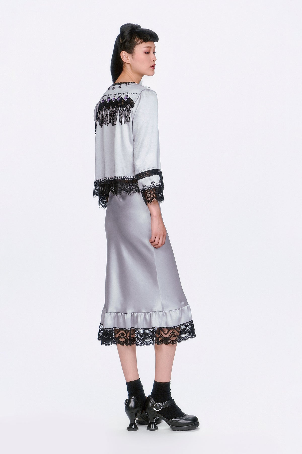 Boudoir Satin Lace Skirt | Anna Sui