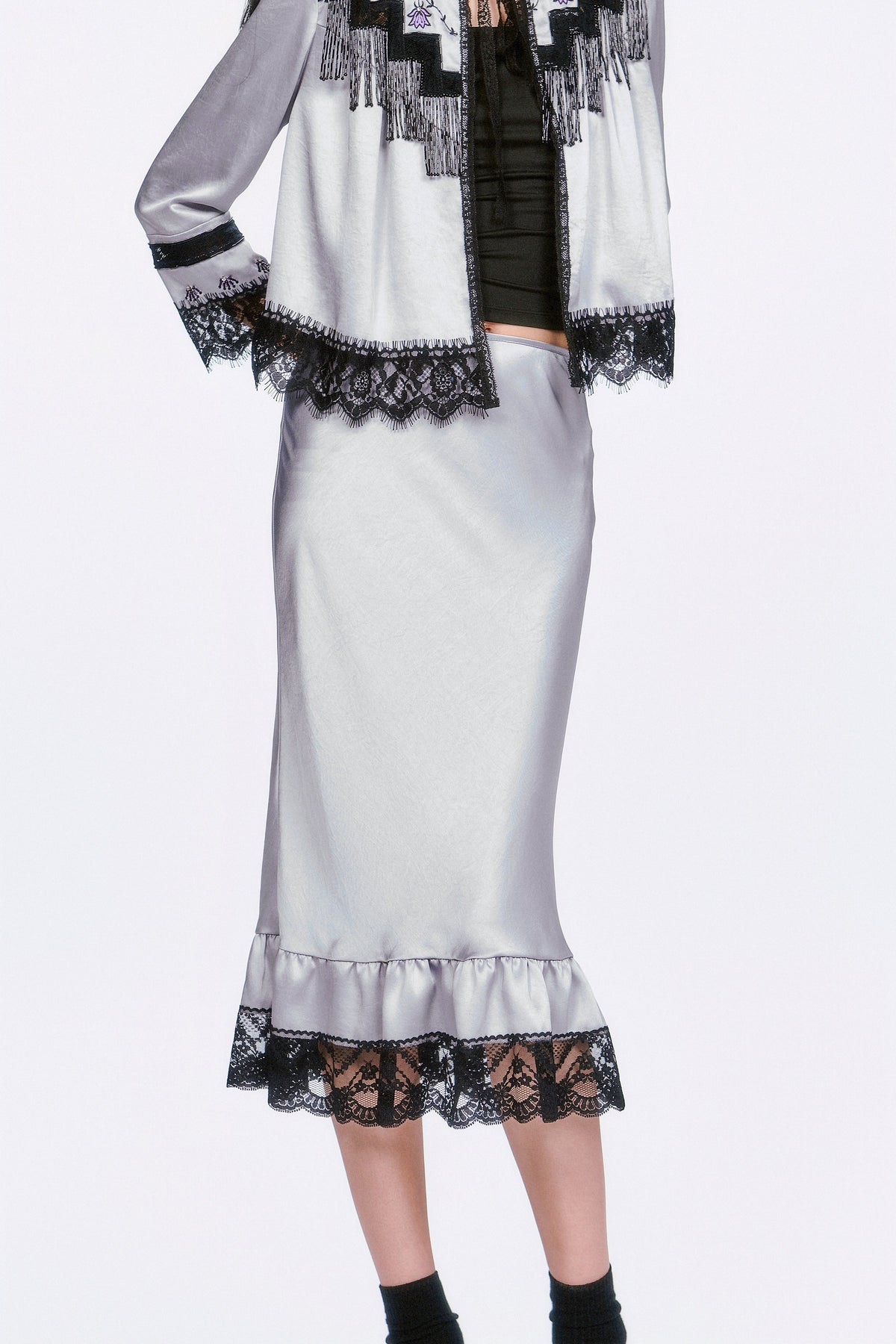 Boudoir Satin Lace Skirt | Anna Sui