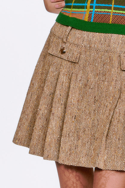 Herringbone Pleated Skirt | Anna Sui