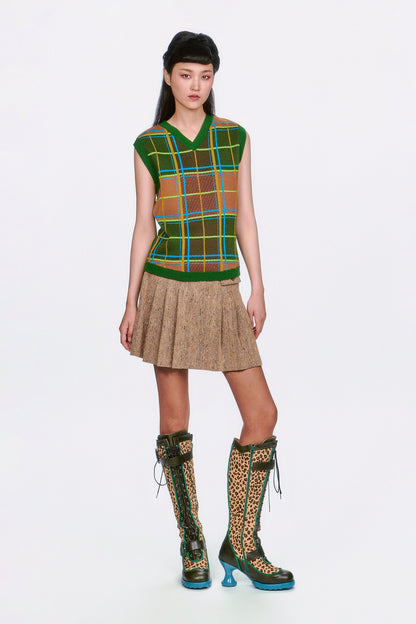 Herringbone Pleated Skirt | Anna Sui