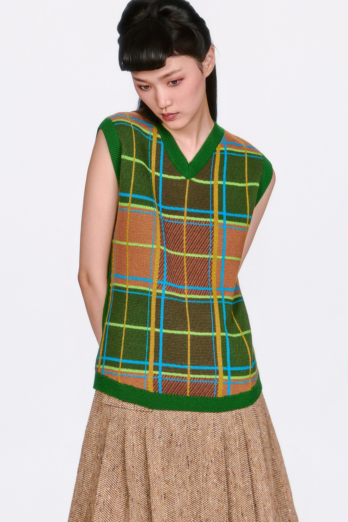 Herringbone Pleated Skirt | Anna Sui