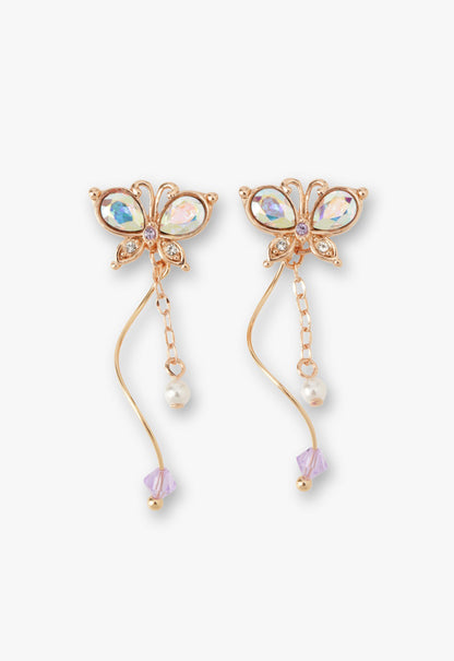 Rose Gold Butterfly Stud Earrings with Detachable Dangle | Anna Sui