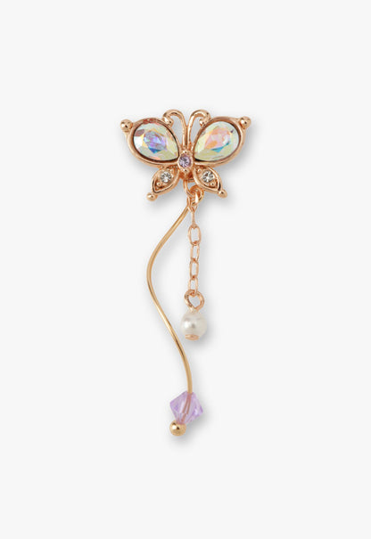 Rose Gold Butterfly Stud Earrings with Detachable Dangle | Anna Sui
