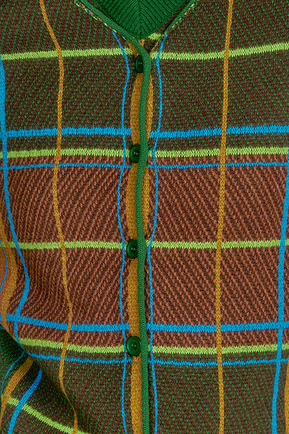 Plaid Cardigan - Leaf Green | Anna Sui