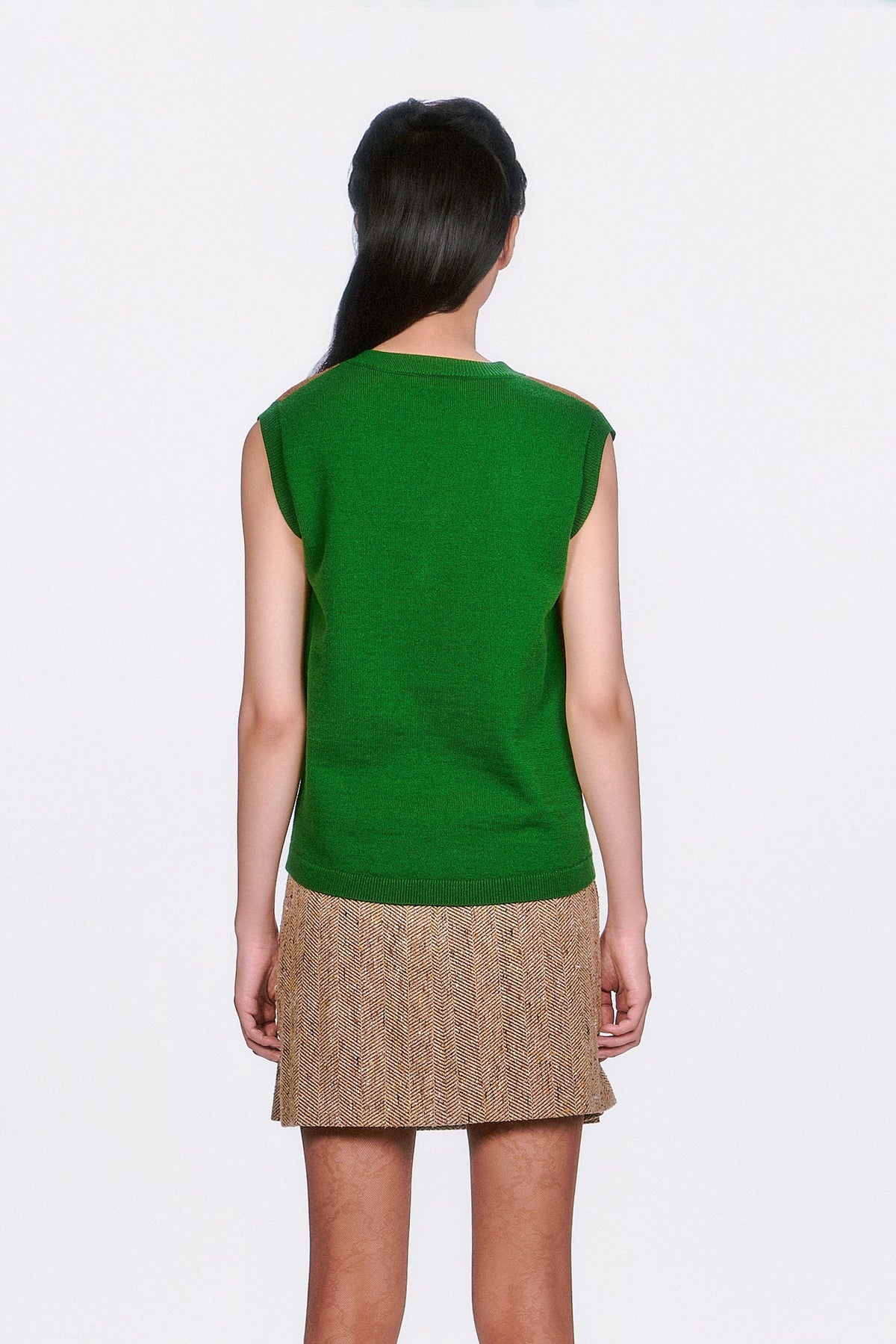 Plaid Sweater Vest - Leaf Green | Anna Sui