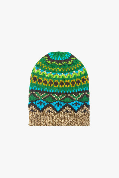 Fair Isle Beanie - Teal | Anna Sui