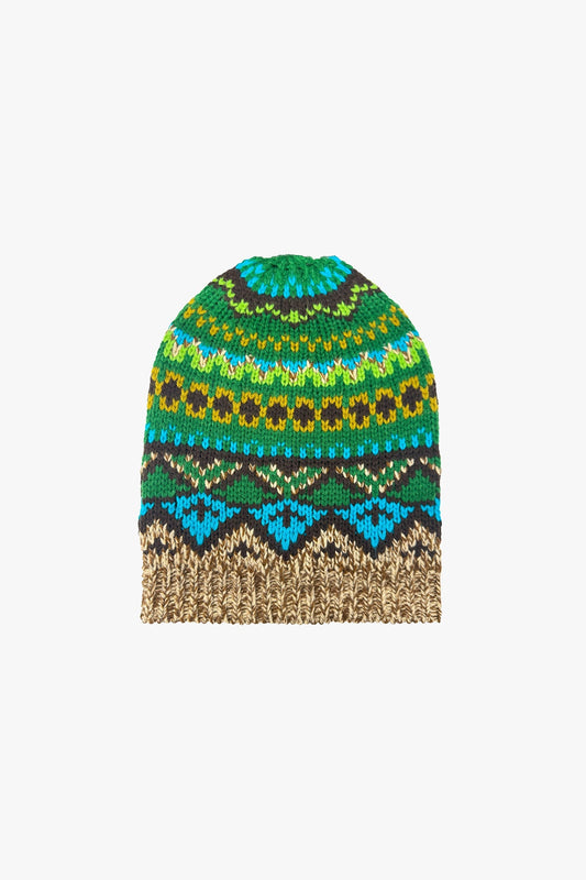 Fair Isle Beanie - Teal | Anna Sui
