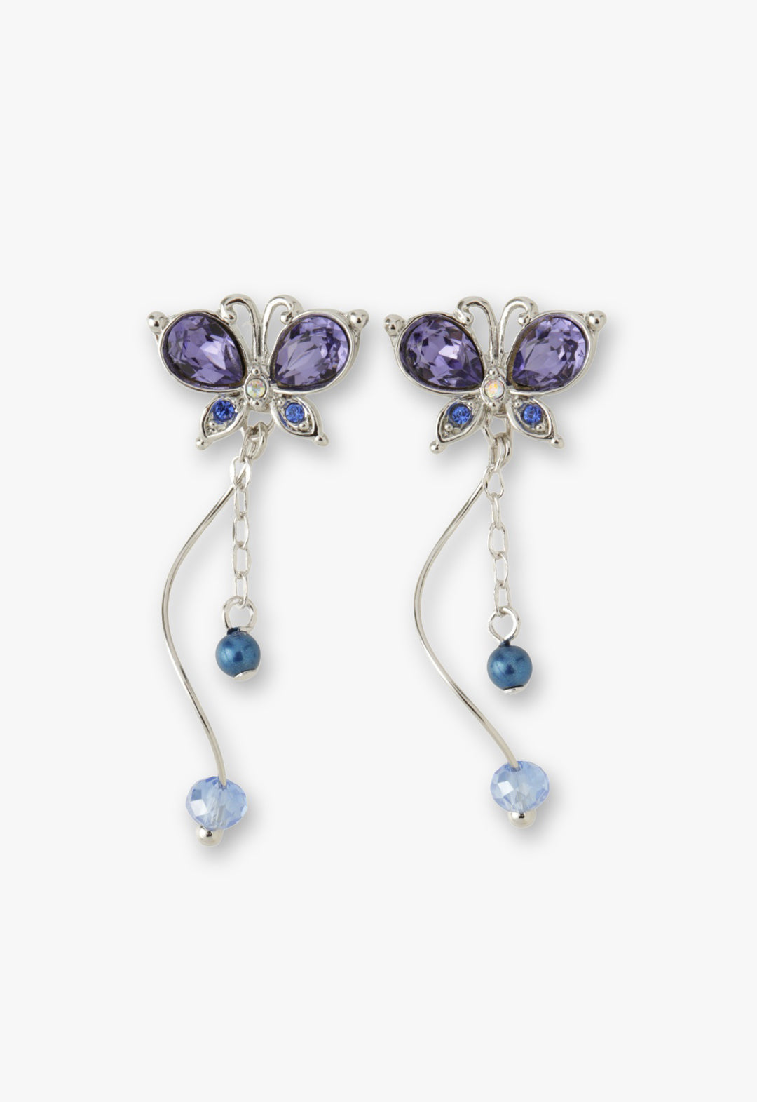 Silver Butterfly Stud Earrings with Detachable Dangle | Anna Sui