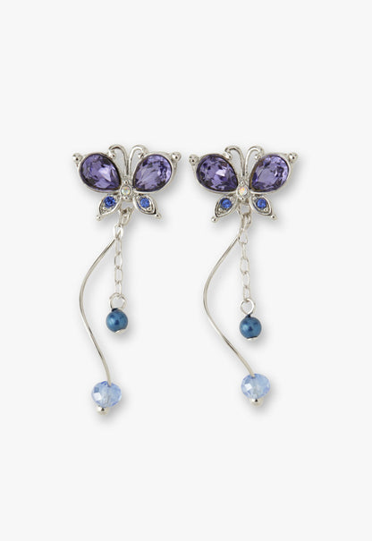 Silver Butterfly Stud Earrings with Detachable Dangle | Anna Sui