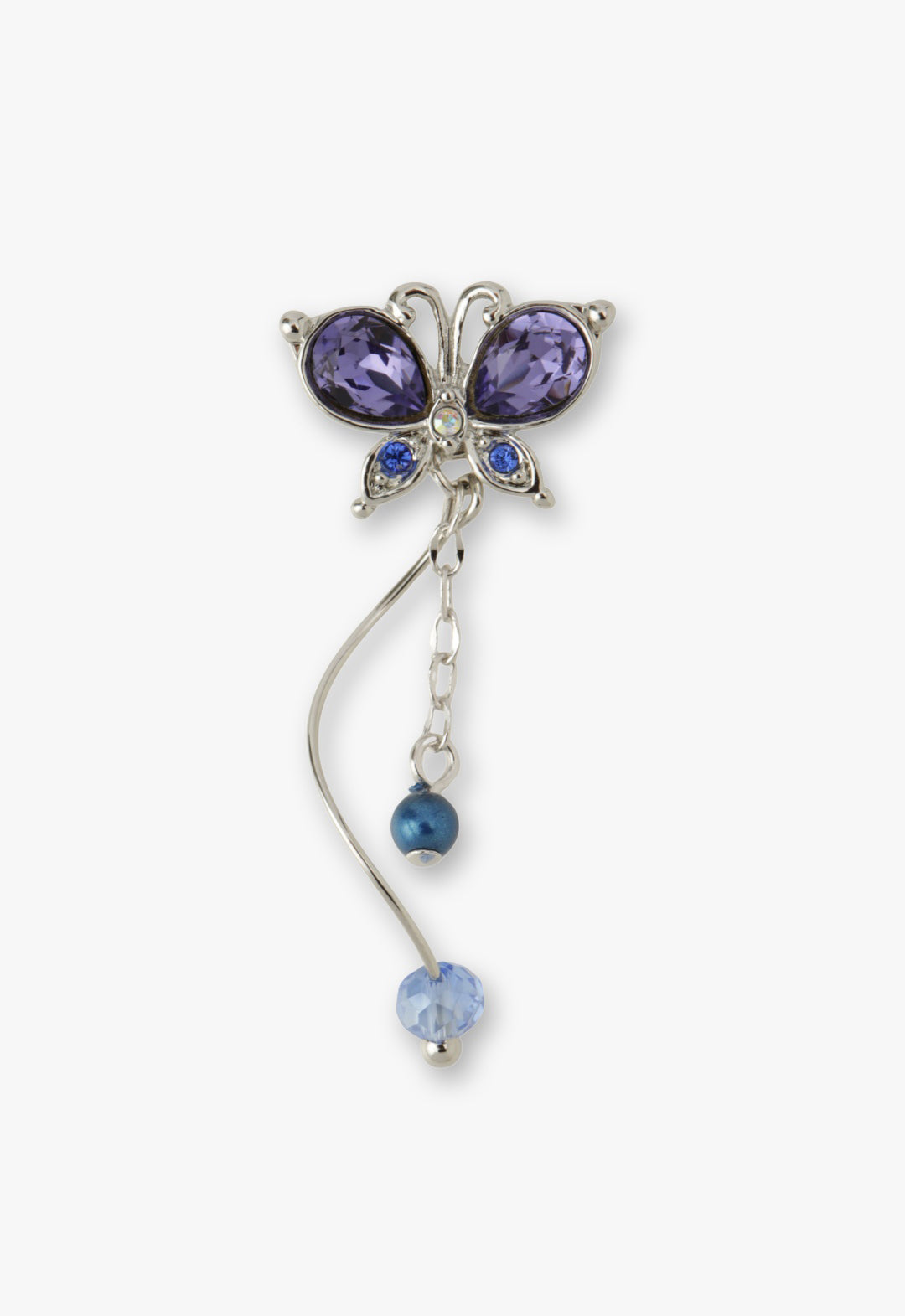 Silver Butterfly Stud Earrings with Detachable Dangle | Anna Sui