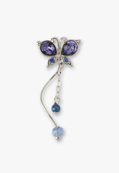 Silver Butterfly Stud Earrings with Detachable Dangle | Anna Sui