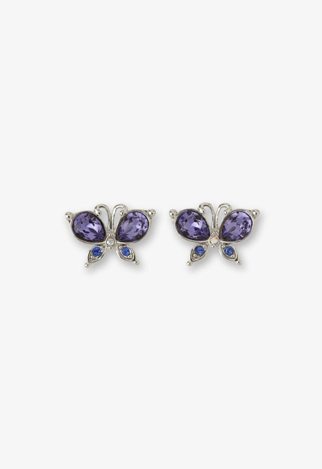 Silver Butterfly Stud Earrings with Detachable Dangle | Anna Sui