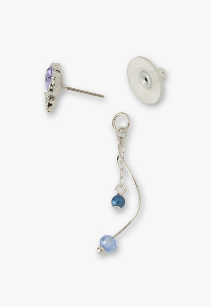 Silver Butterfly Stud Earrings with Detachable Dangle | Anna Sui