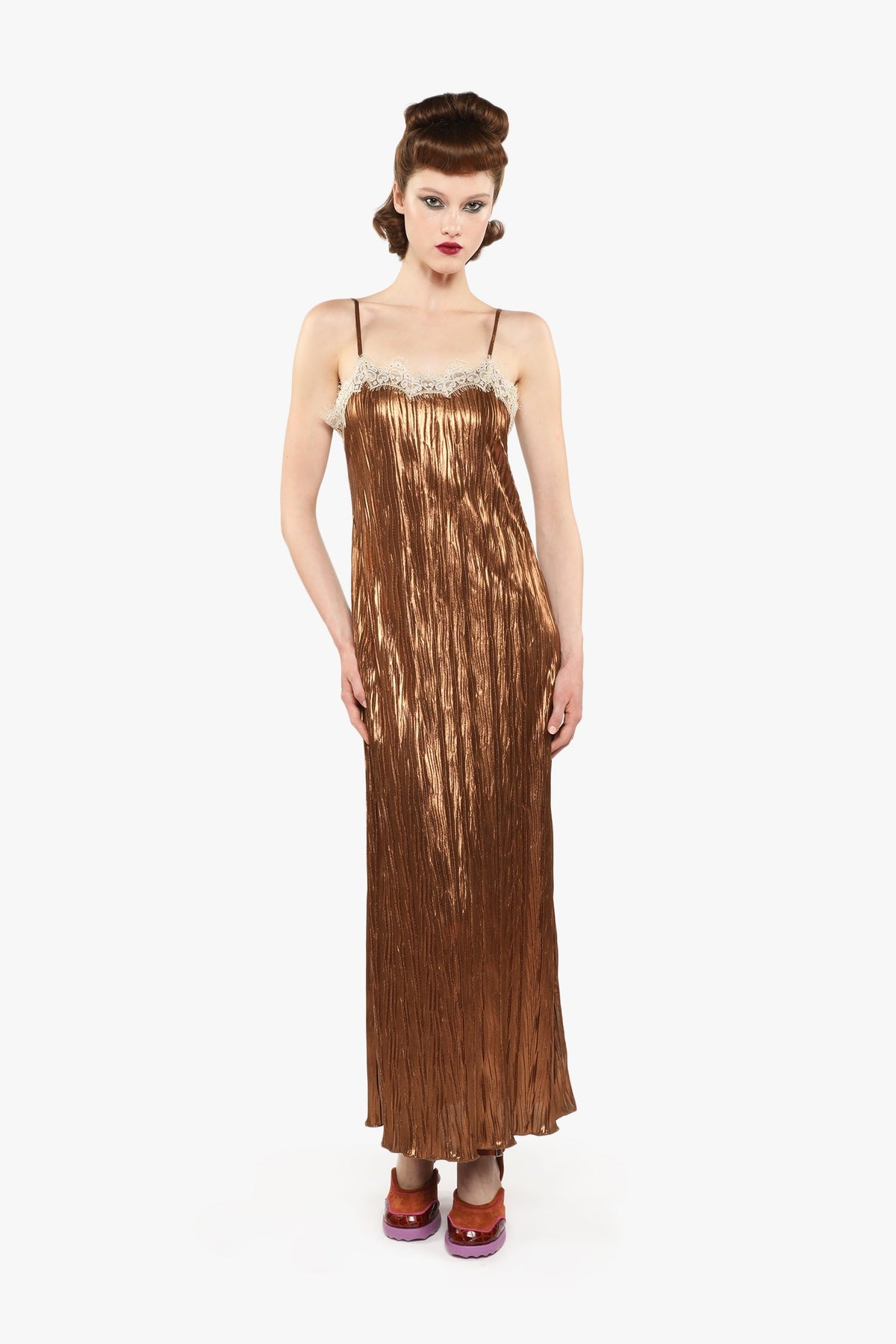 Pleats Lace Slip Dress | Anna Sui