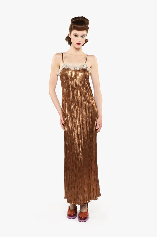 Pleats Lace Slip Dress | Anna Sui