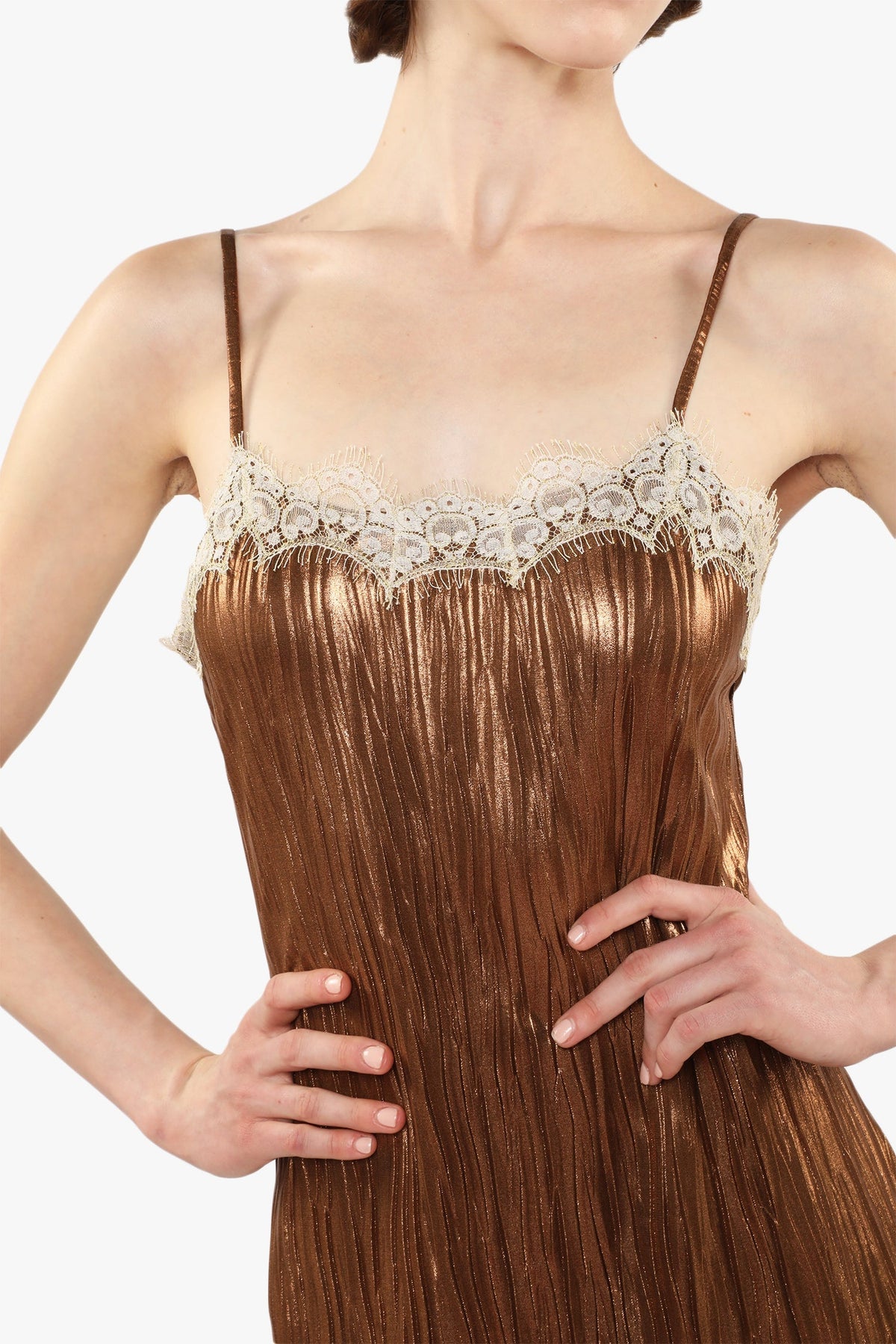 Pleats Lace Slip Dress | Anna Sui