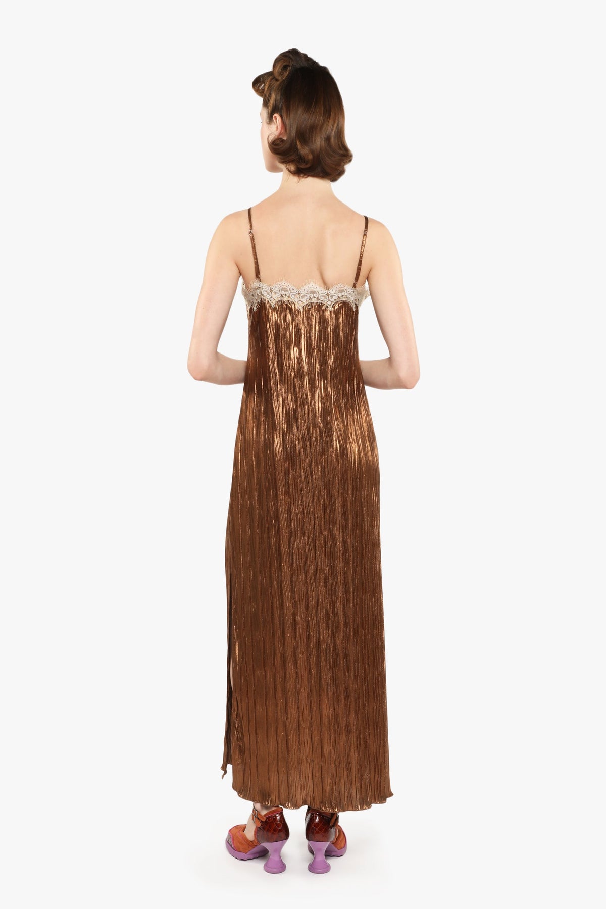 Pleats Lace Slip Dress | Anna Sui