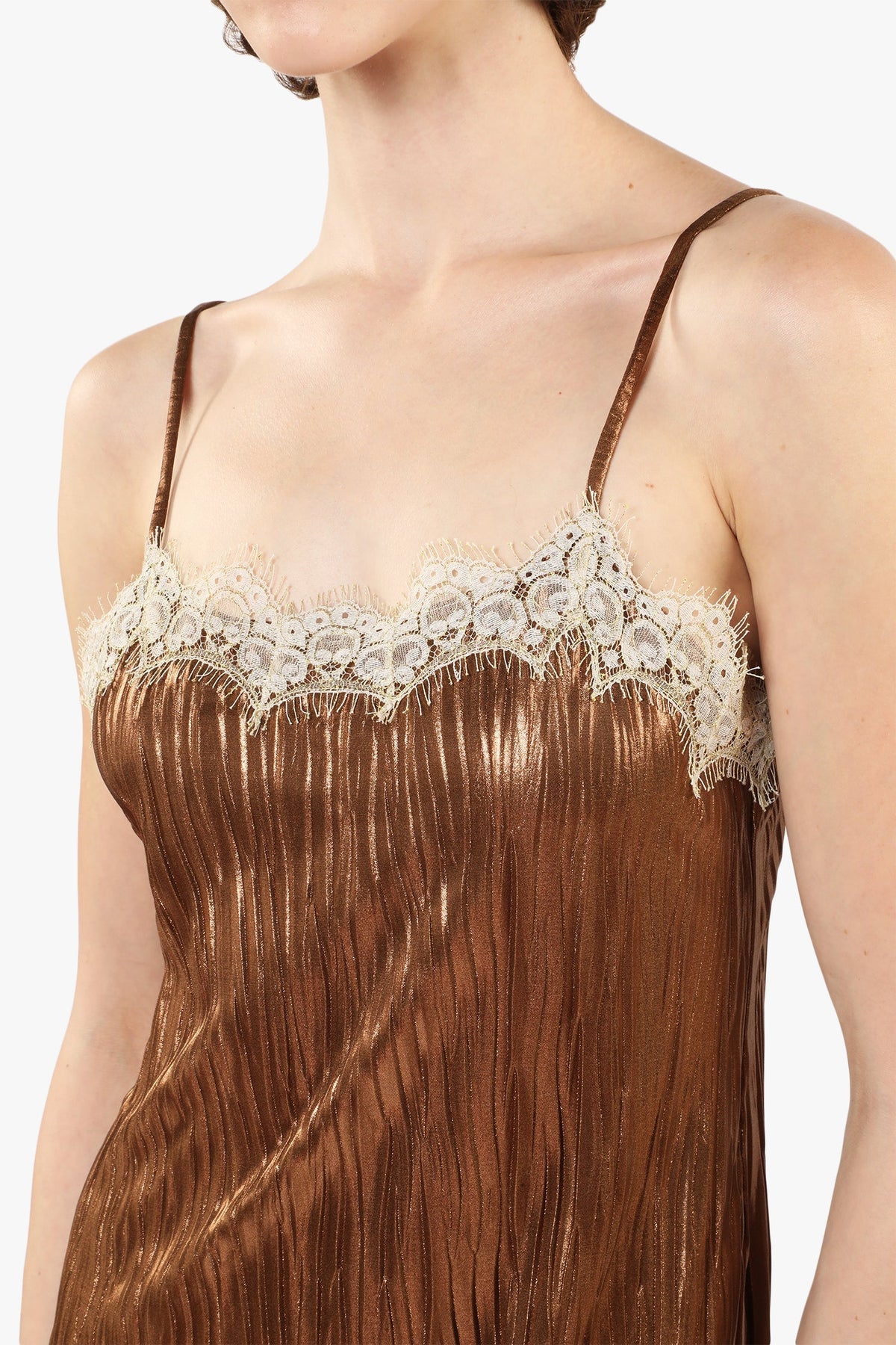 Pleats Lace Slip Dress | Anna Sui
