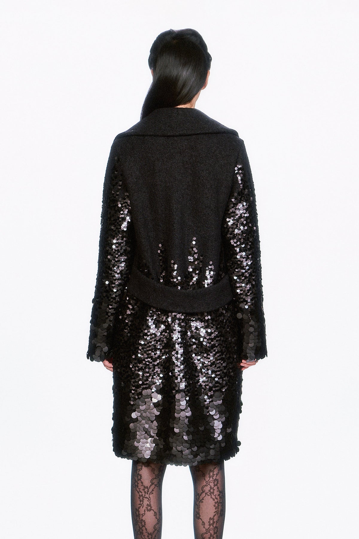 Paillettes Wool Coat | Anna Sui