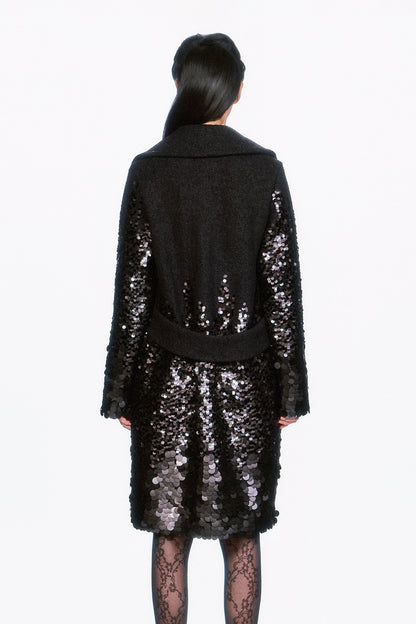 Paillettes Wool Coat | Anna Sui