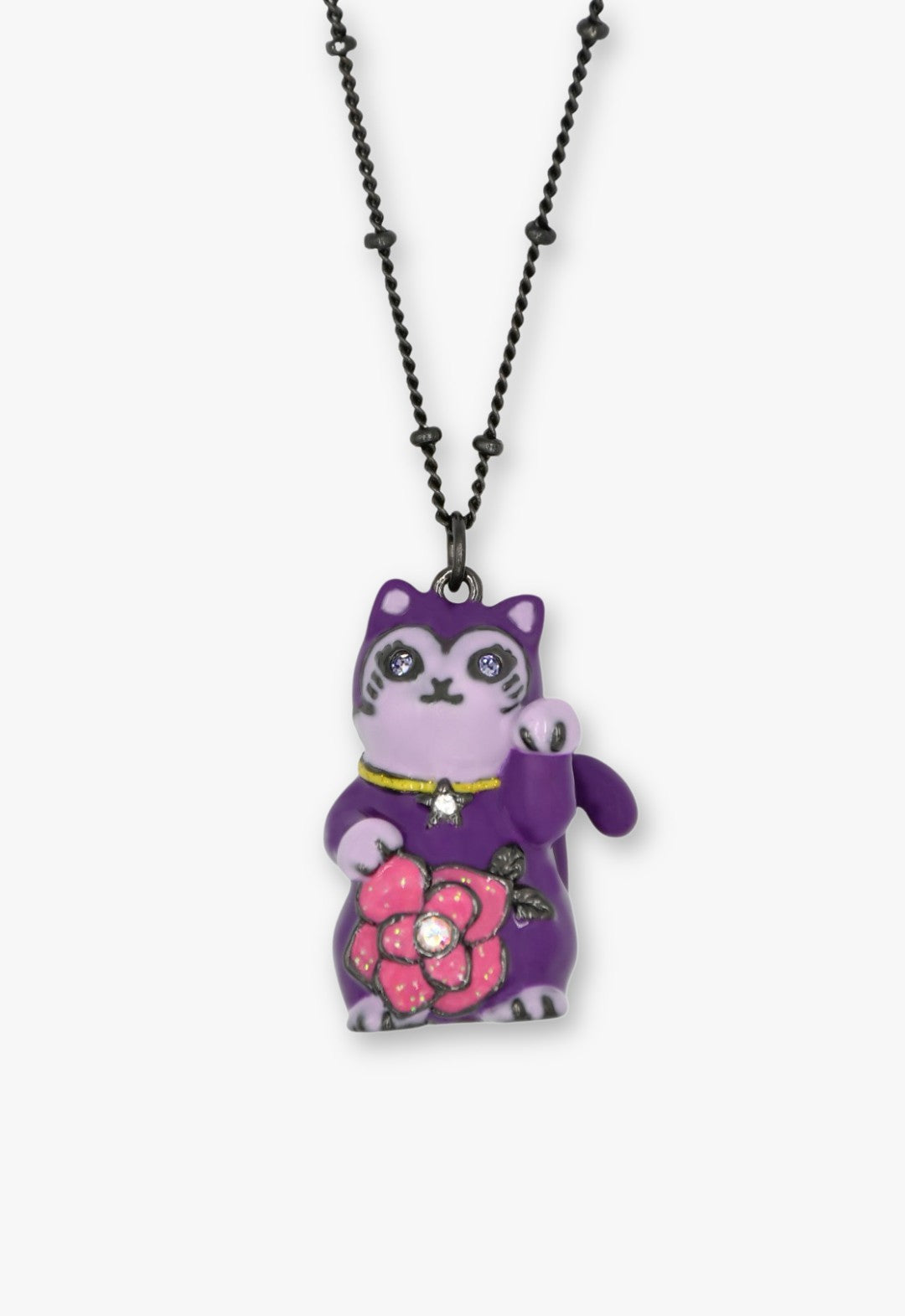 Lucky Cat Flower Necklace- Gunmetal | Anna Sui