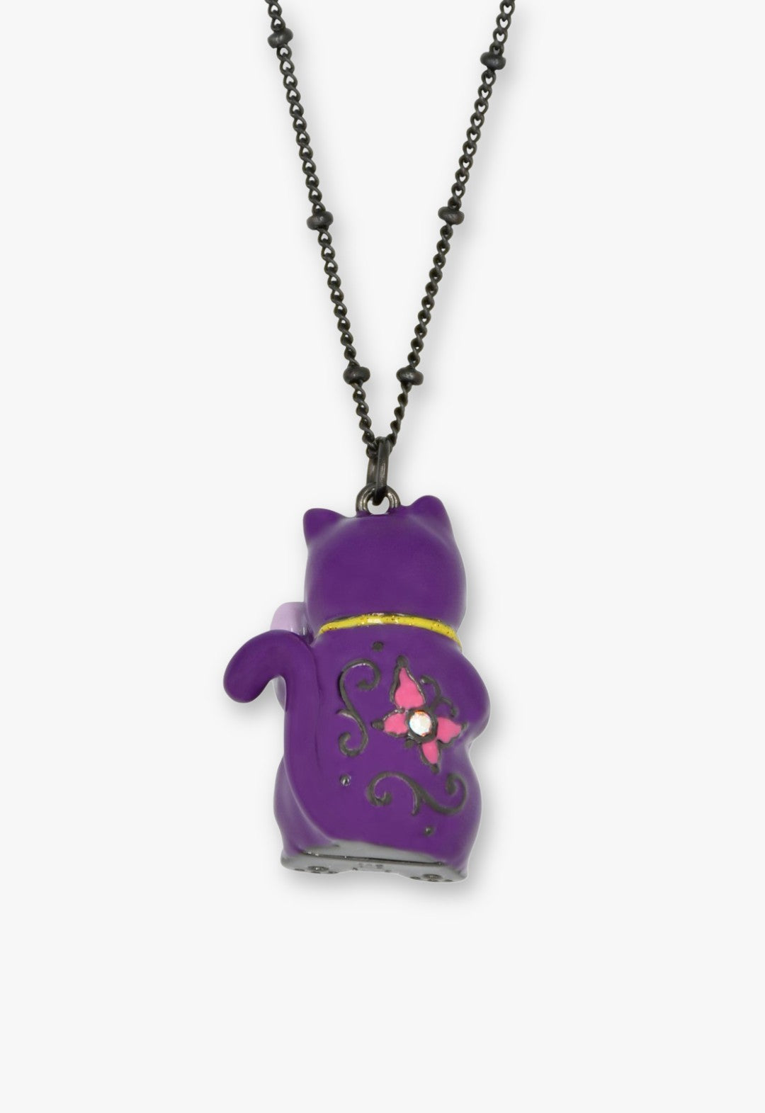Lucky Cat Flower Necklace- Gunmetal | Anna Sui