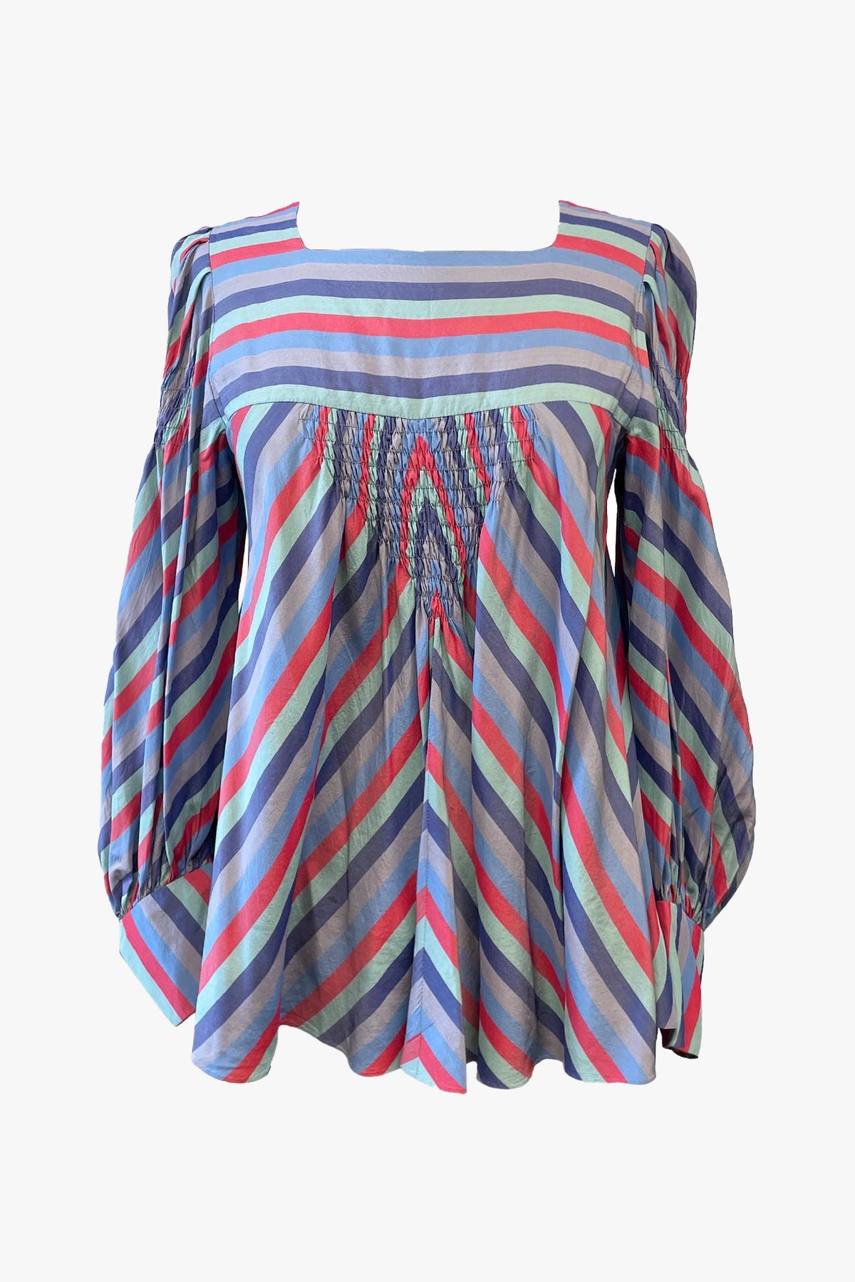 Vintage Silk Crepe De Chine With Smocking Top | Anna Sui