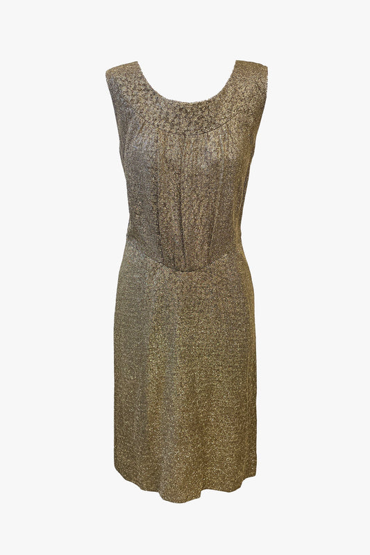 Vintage 60's Gold Metallic Knit Beaded Dress by Irene for D.D. Marsh Originals | Anna Sui