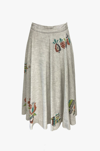 Vintage 60's Circular Hand Embroidered Midi Skirt | Anna Sui