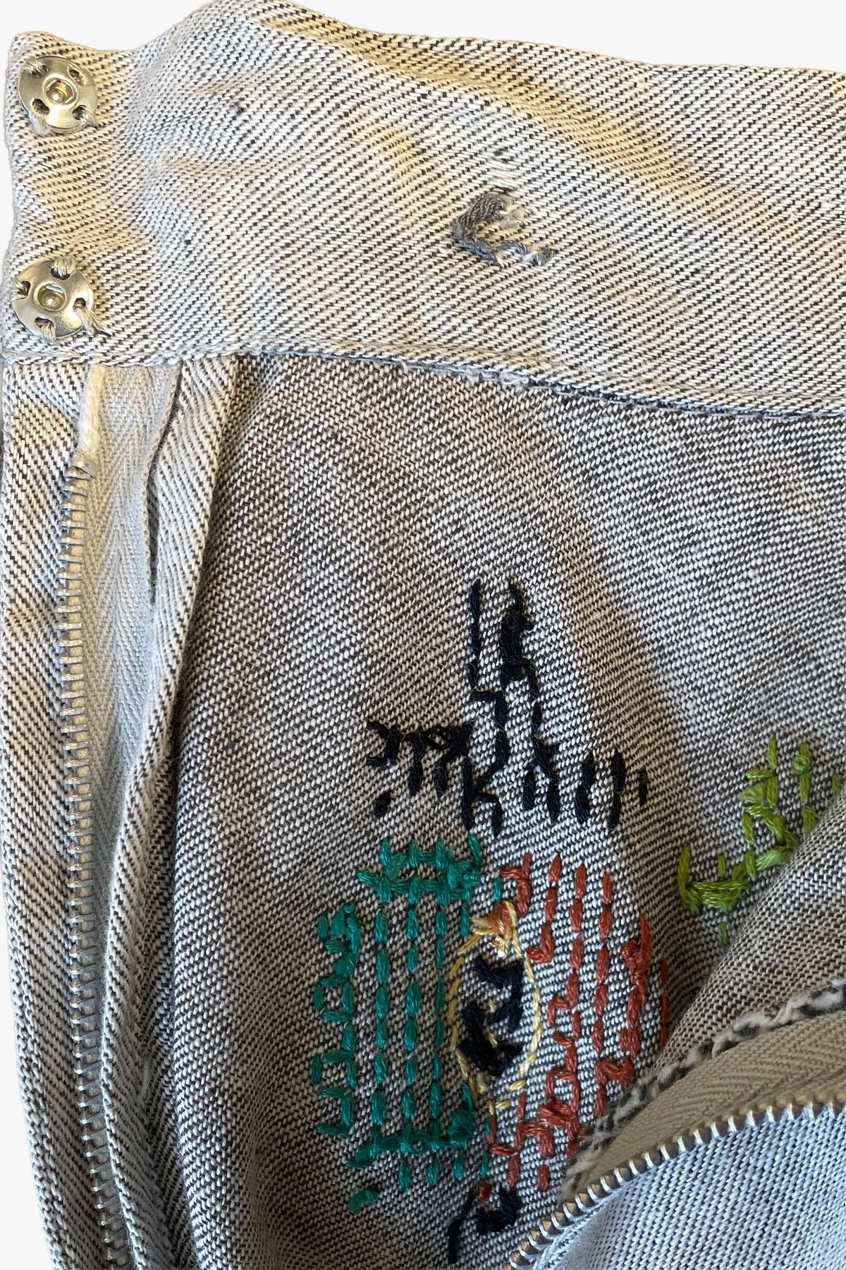 Vintage 60's Circular Hand Embroidered Midi Skirt | Anna Sui
