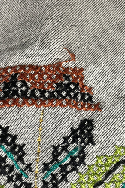 Vintage 60's Circular Hand Embroidered Midi Skirt | Anna Sui
