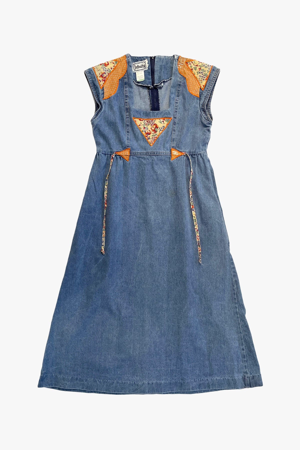 Vintage 70's Infinity Denim Patchwork Appliqué Dress | Anna Sui