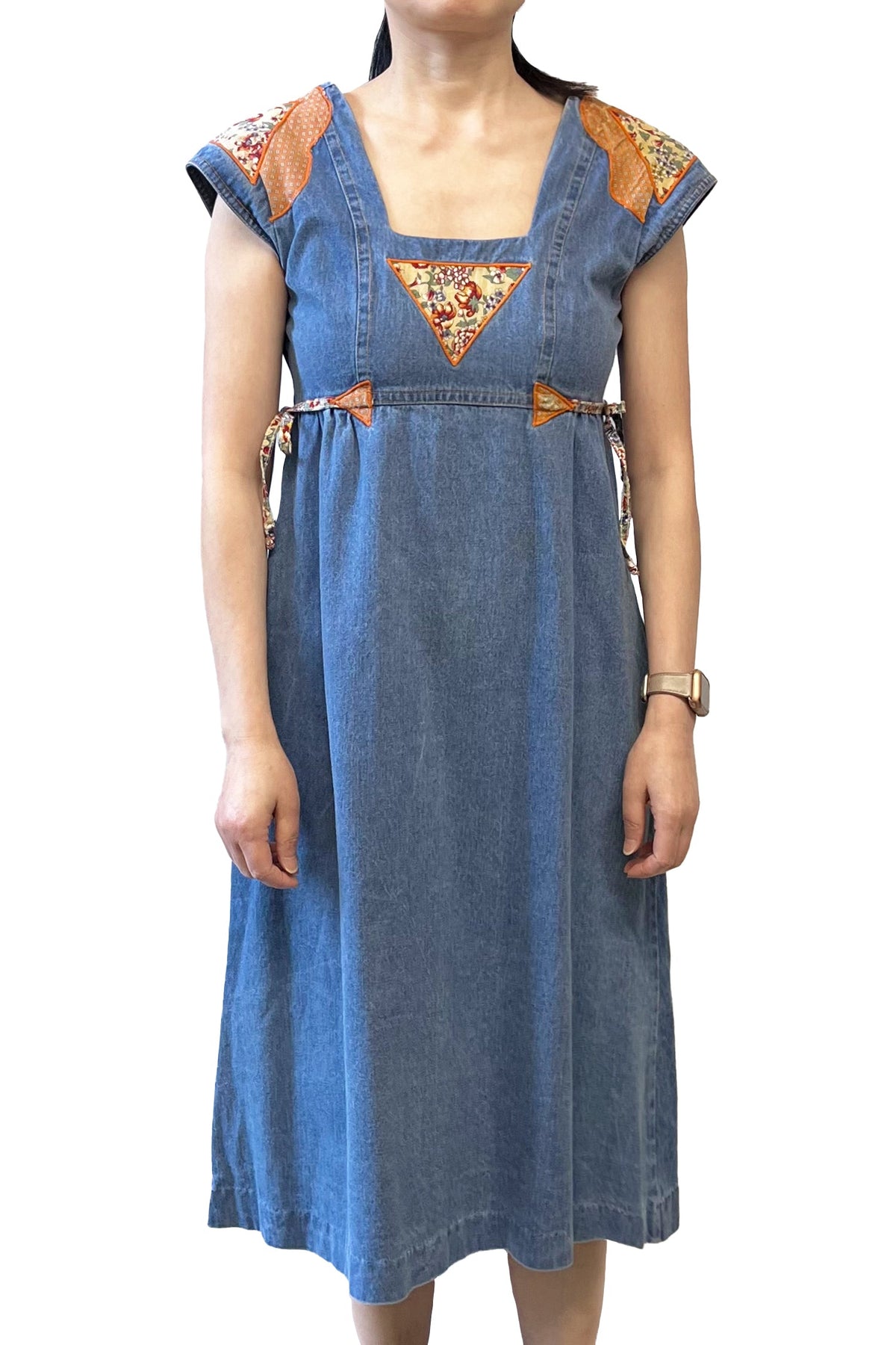 Vintage 70's Infinity Denim Patchwork Appliqué Dress | Anna Sui