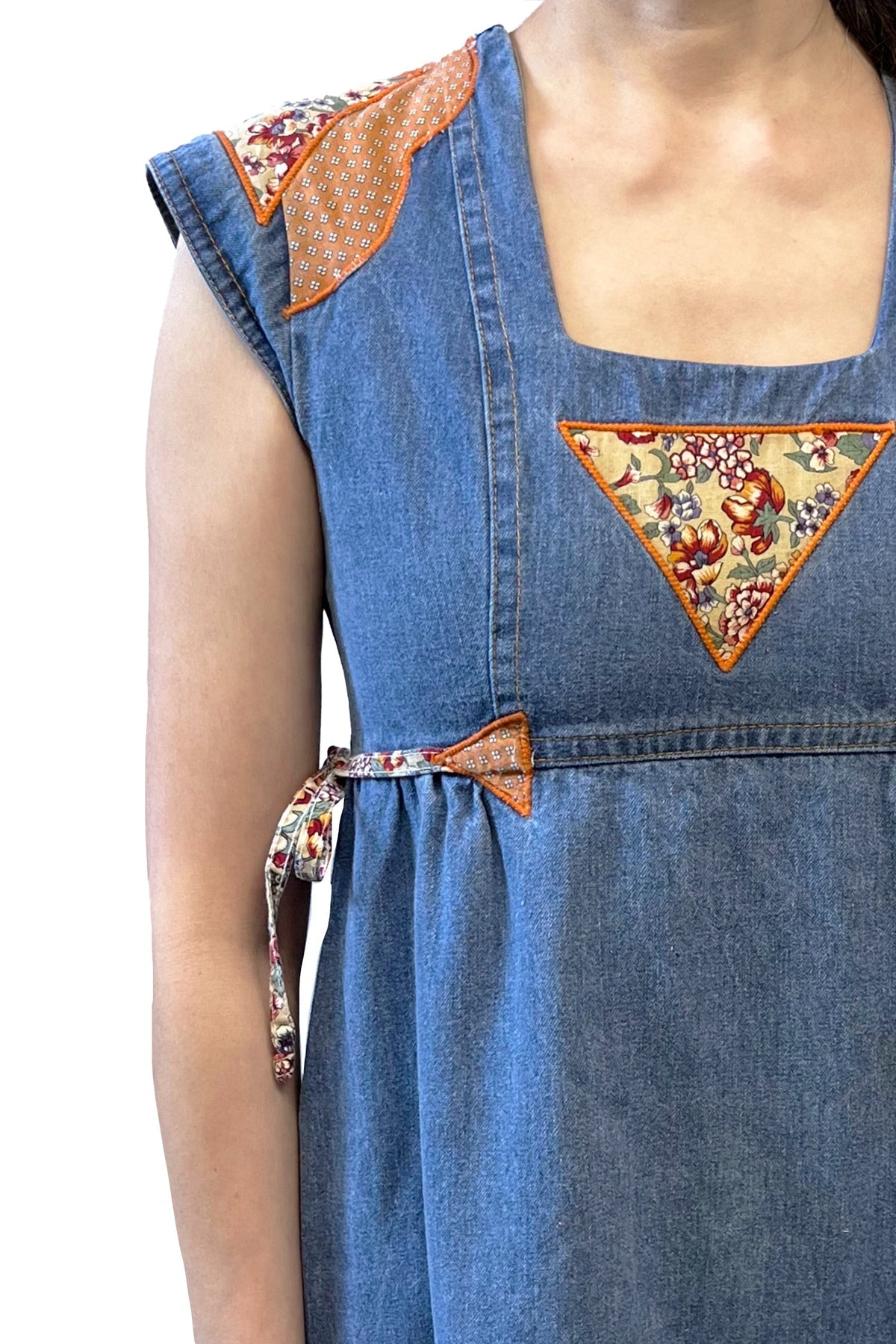 Vintage 70's Infinity Denim Patchwork Appliqué Dress | Anna Sui