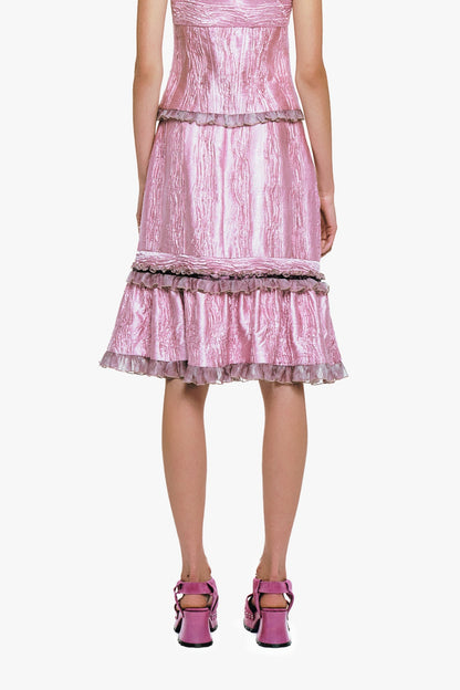 Crushed Satin Ruffle Midi Skirt | Anna Sui
