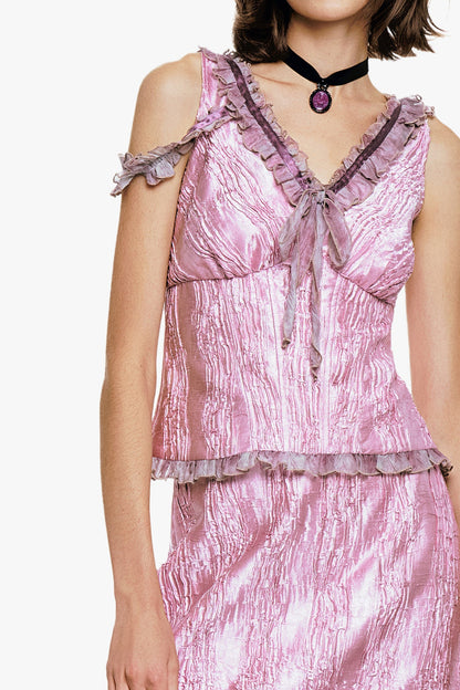Crushed Satin Bow Top | Anna Sui