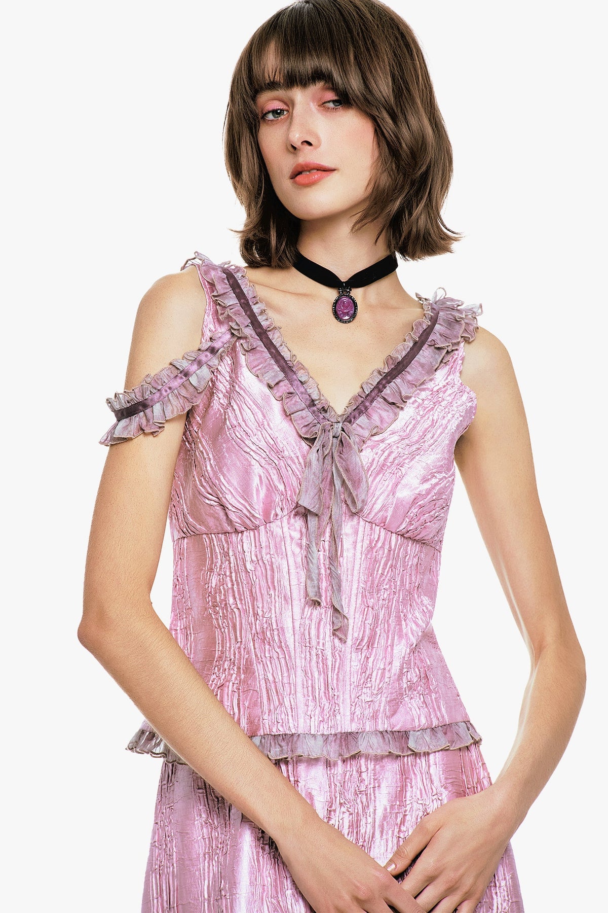 Crushed Satin Bow Top | Anna Sui